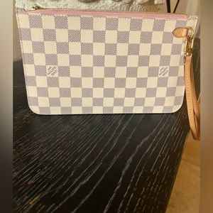 Authentic Louis Vuitton Damier Azur Neverfull Pouchette